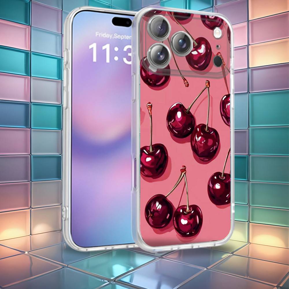 

Ins Korean Lovely Bow Cherry Phone Case For iPhone 16,14,11,17,13,15,12,Air,Plus,Pro,Max,E,Mini Frosted for Magnetic Wireless iPhone16promax