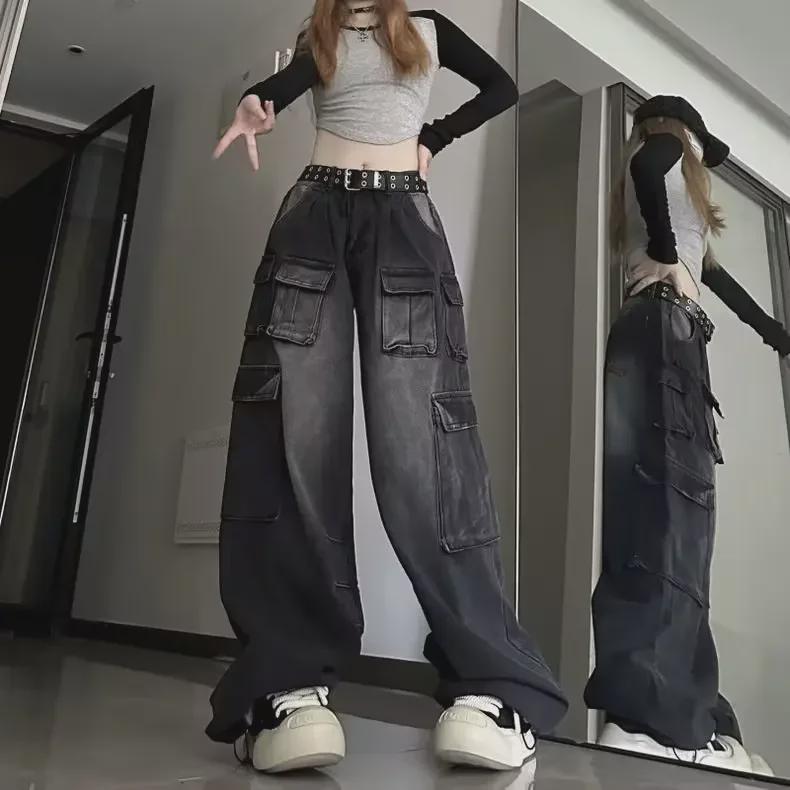High-Street American Retro Overalls – Unisex Wide-Leg Trendy Spring/Autumn Jeans