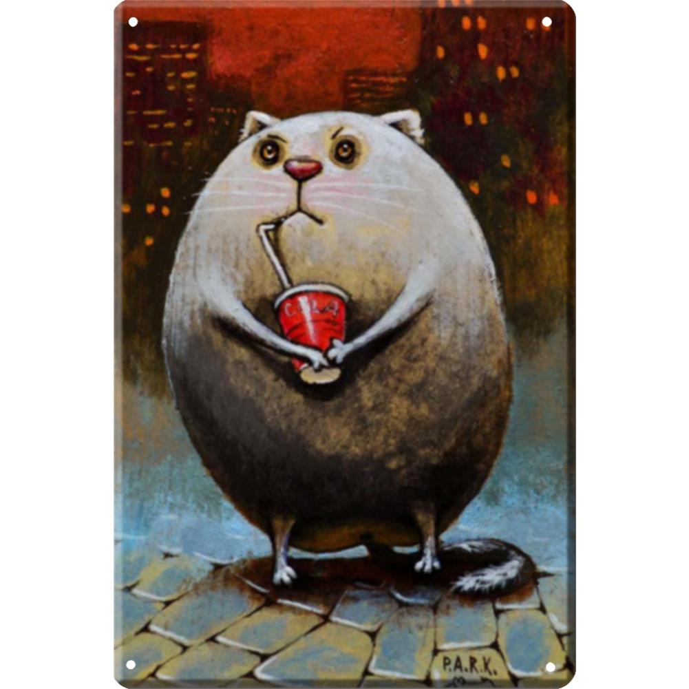 Cartoon Cat PVintage Metal Signs Tin Signs Plaque for Bar Pub Club Man Cave Wall Decoration Funny Poster Decor  20x30cm