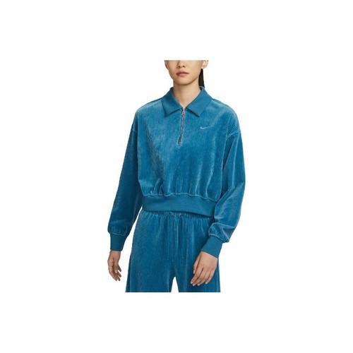 

Nike Solid Color Polo Collar Cropped Sweatshirt for Women Blue S синий