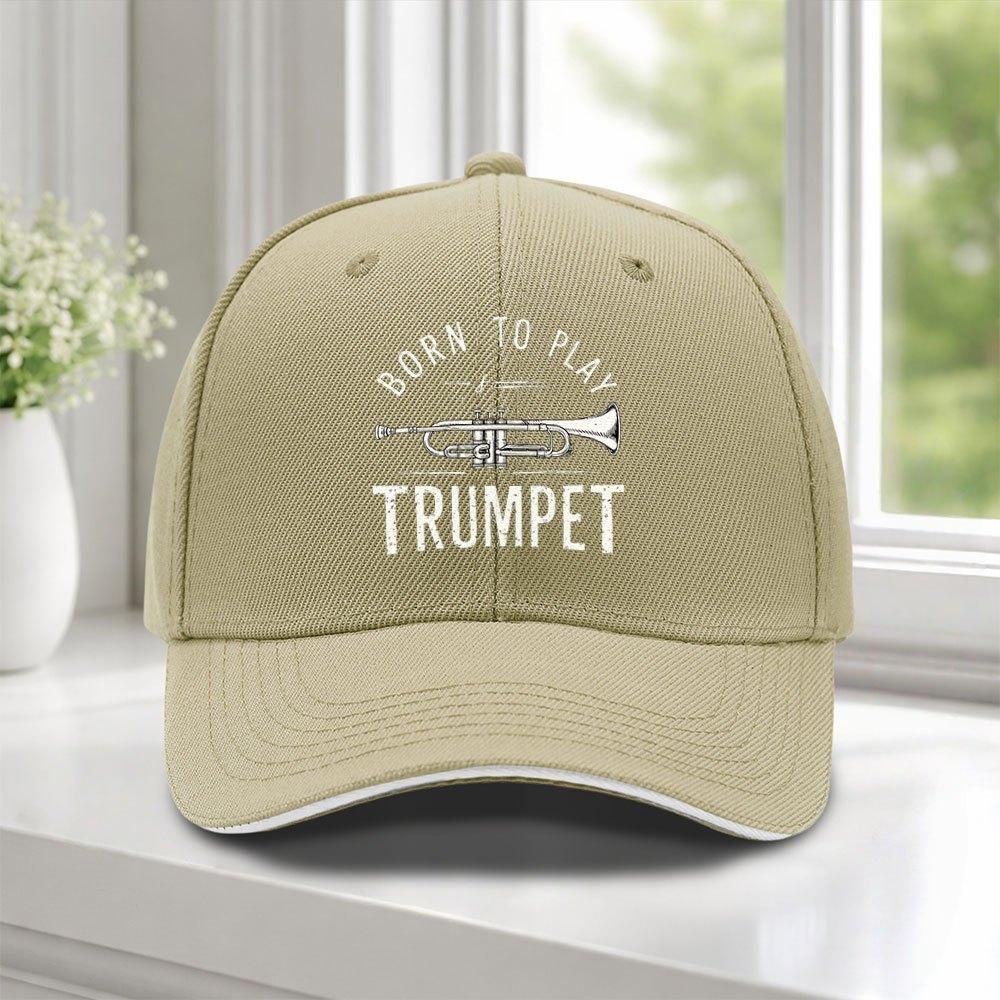 pc BORN TO PLAY Trumpet Sandwich Cap Adjustable Baseball Cap Suitable for Weddings Parties Music Festivals Bachelorette Part