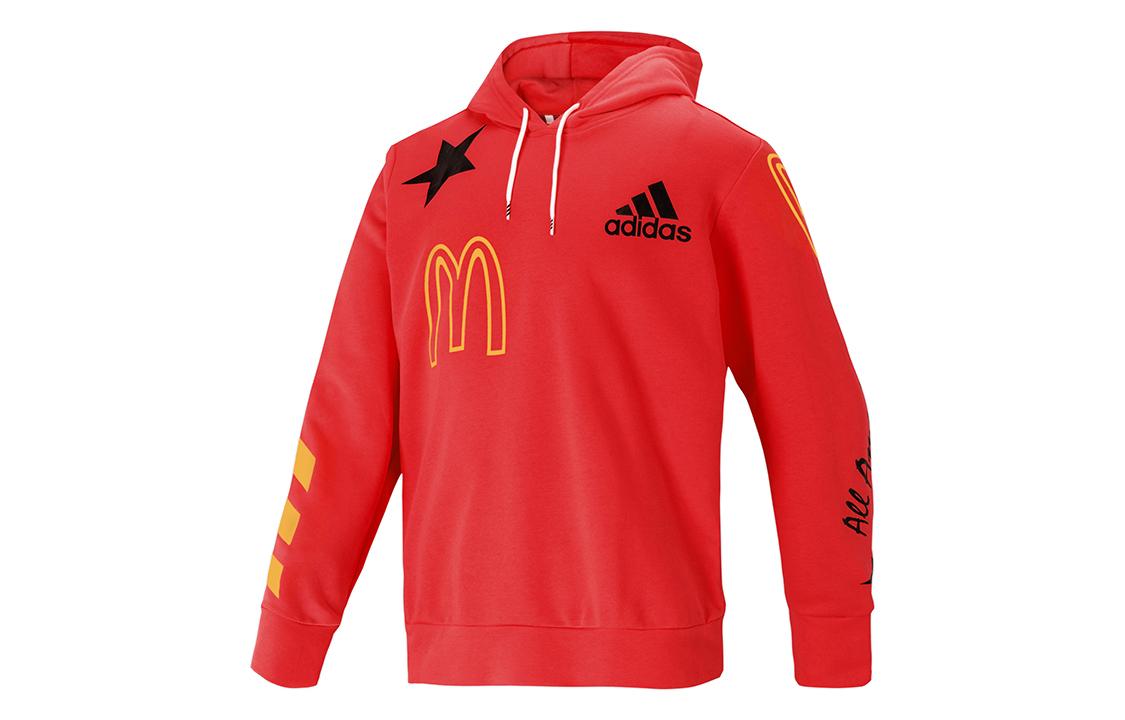 Adidas Sweatshirts Men s Bright Pink Red Fluorescent Hooded Moderate Regular GE4998 S