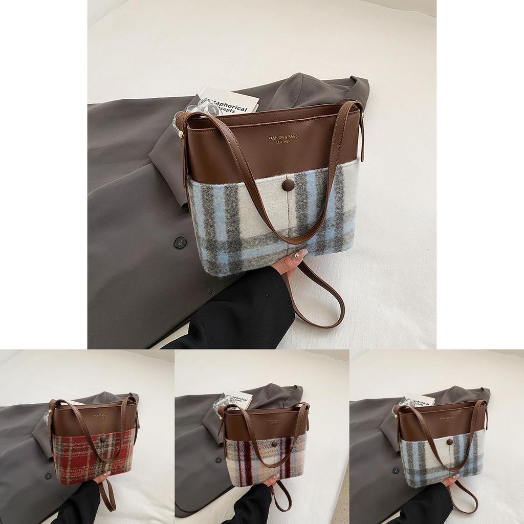 Trendy Cross-border Style Woolen Vintage Bag For Women 2024 Fall Winter Shoulder Bag