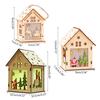 3/5’’ Xmas Desk Decor House Santa/Snowman/Reindeer Tabletop Decor Lovely Christmas Ornament DIY Wooden Puzzle Art Crafts