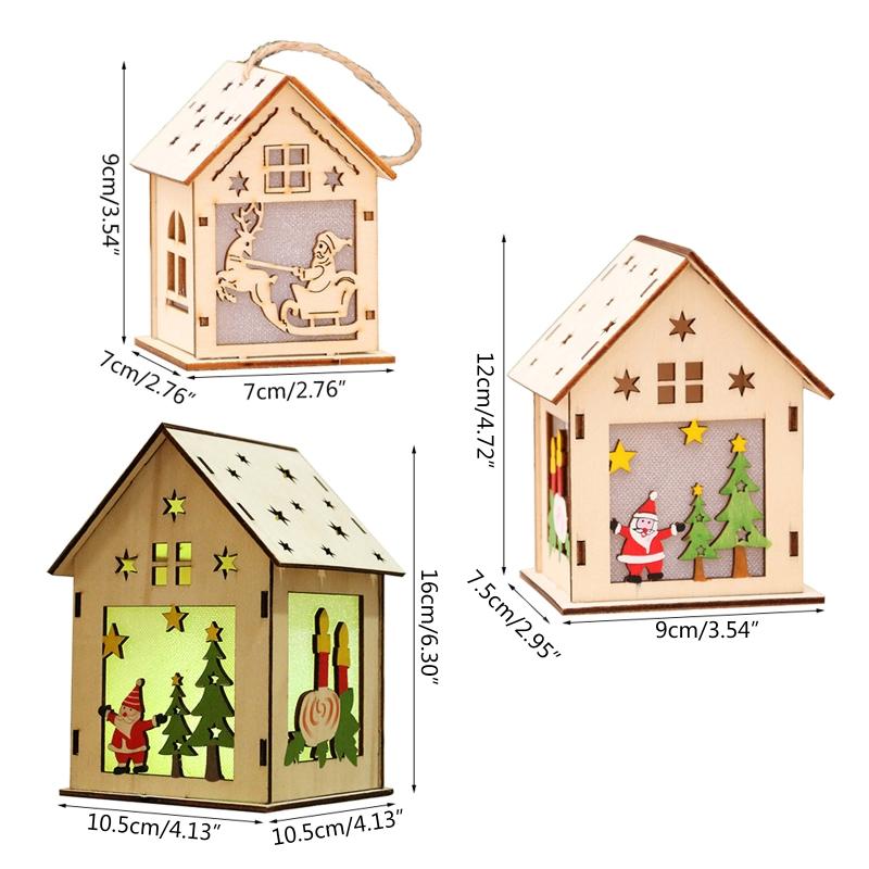 3/5’’ Xmas Desk Decor House Santa/Snowman/Reindeer Tabletop Decor Lovely Christmas Ornament DIY Wooden Puzzle Art Crafts