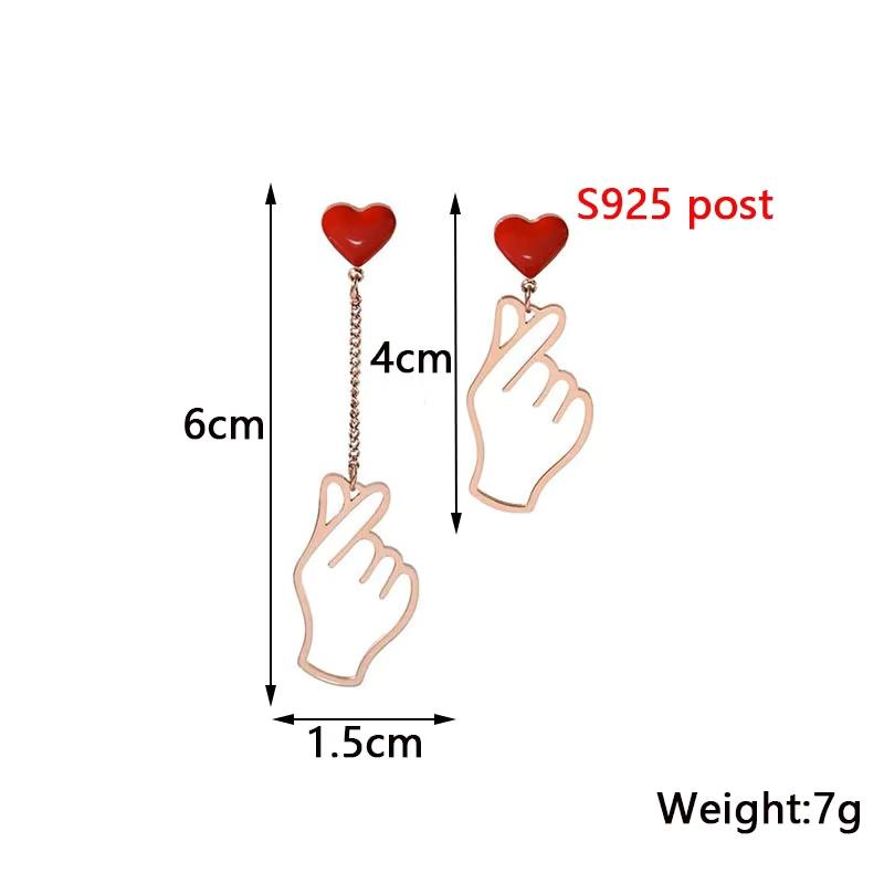 Korean Heart Hanging Earrings White Enamel Imitation Pearl Elegant Trendy Red Pink Acrylic Heart Dangle Earrings