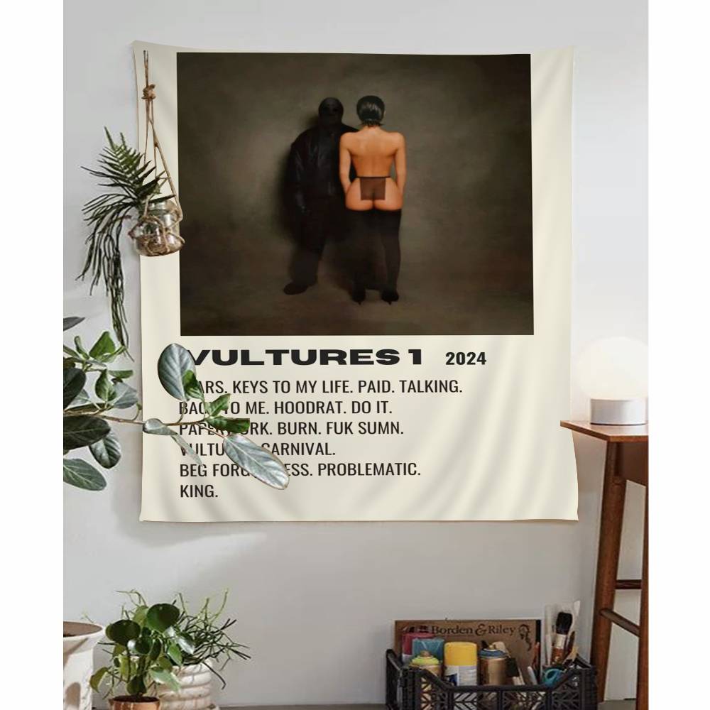 Rap Singer Kanye West Album covers Cartoon Tapestry Art Science Fiction Room Home Decor Wall Hanging Sheets