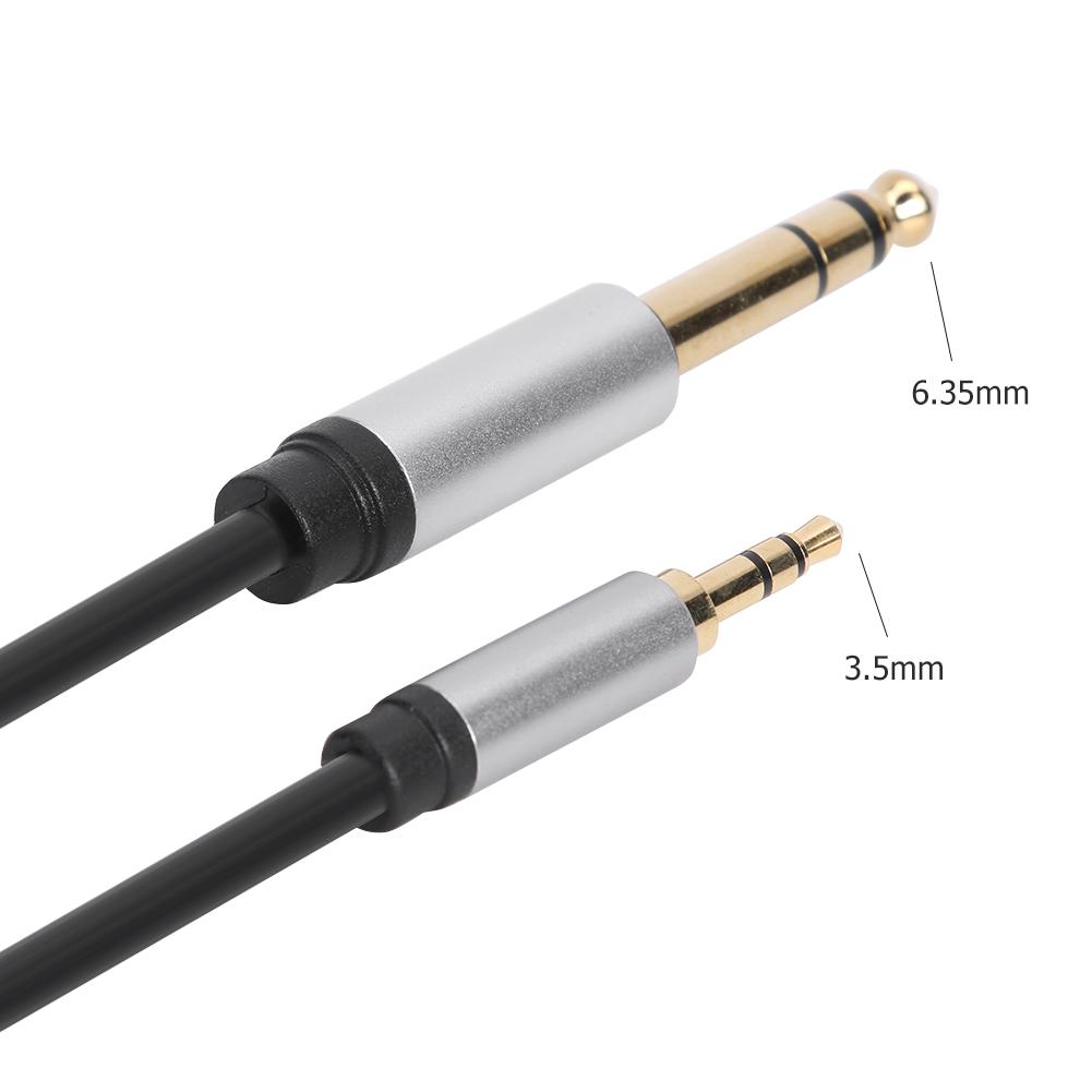 Black 3.5mm Jack Male to 6.35mm Plug Male TRS Headphone Adapter Converter Cable  Alloy Oxide Shell Beautiful and