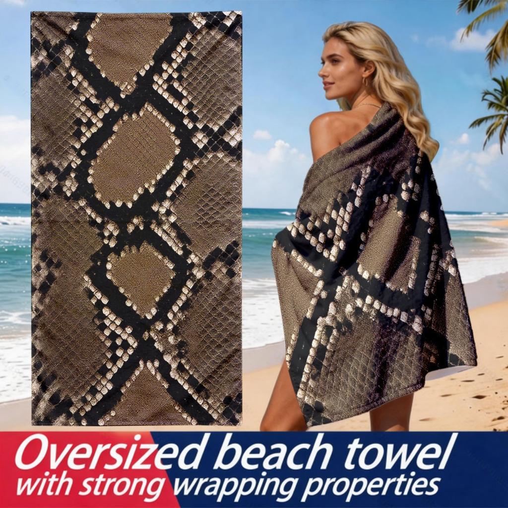 Geometric python pattern theme polyester microfiber beach towel is highly absorbent, suitable for swimming and beach outings