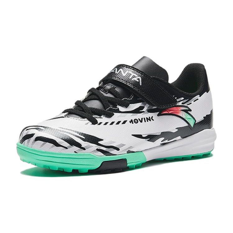 Anta Kids Artificial Turf Shock Absorbing Durable Low Top Soccer Shoes Kids Soccer Shoes White Black 312332222H-1