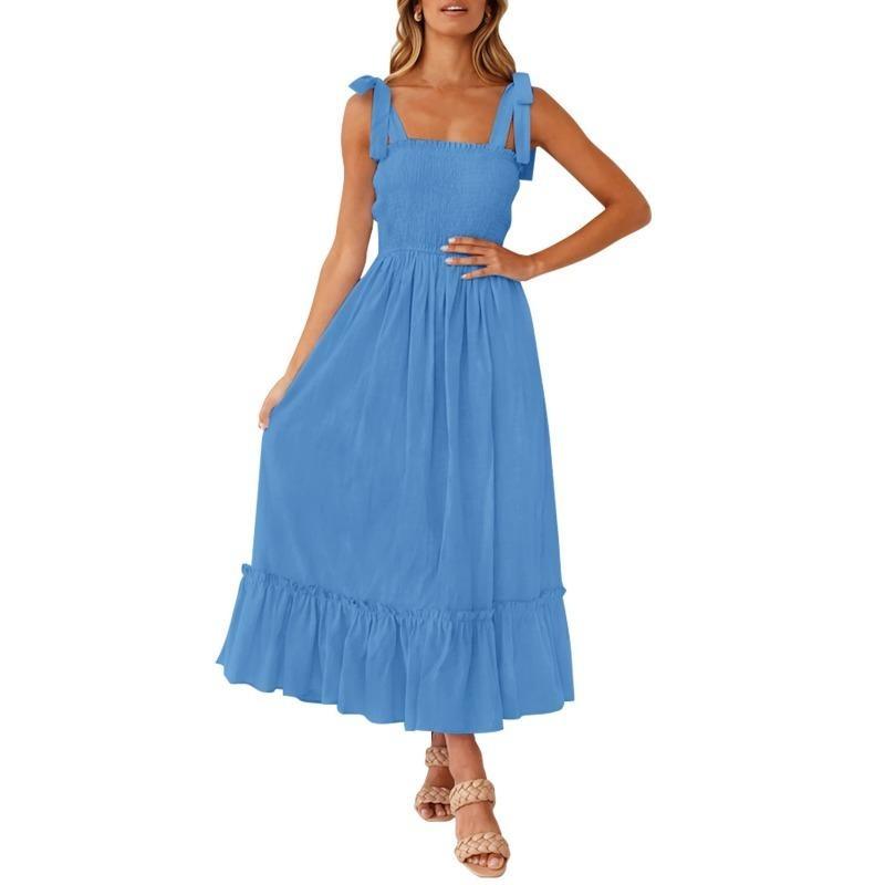 Women's Range Simple Solid Colour Halter Long Dresses