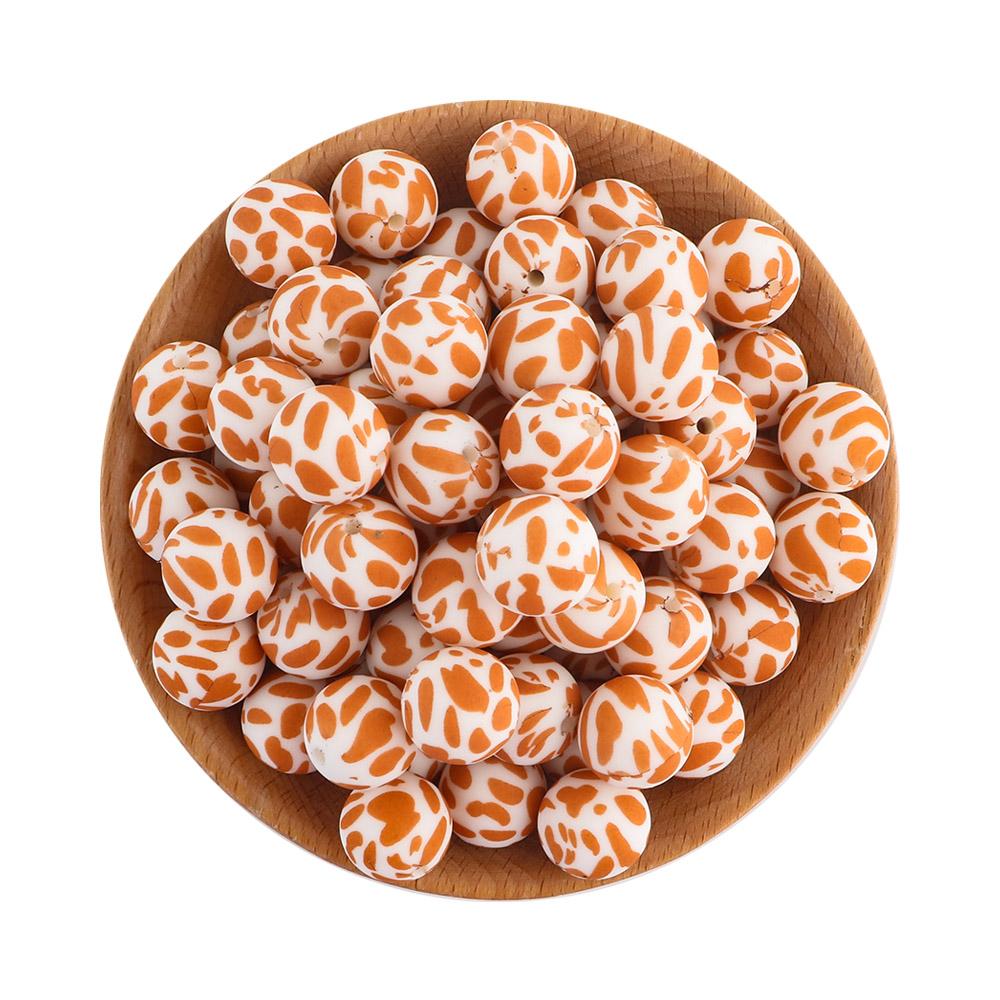 20Pcs/lot Round Printed Silicone Beads 15mm 12mm Leopard Print Silicone Beads For Jewelry Making DIY Jewelry Accessories 15mm 20pcs