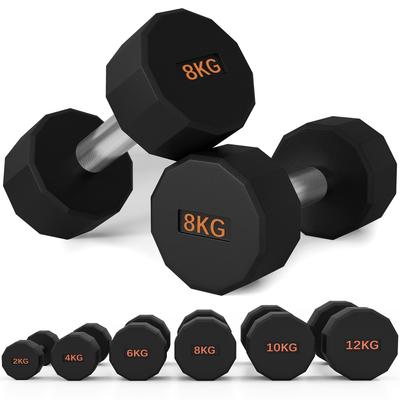 Dumbbells Weights Set with 12-Sided Shape and Non-Slip Grip for Men Women Home Gym Workout, 2 X 8kg