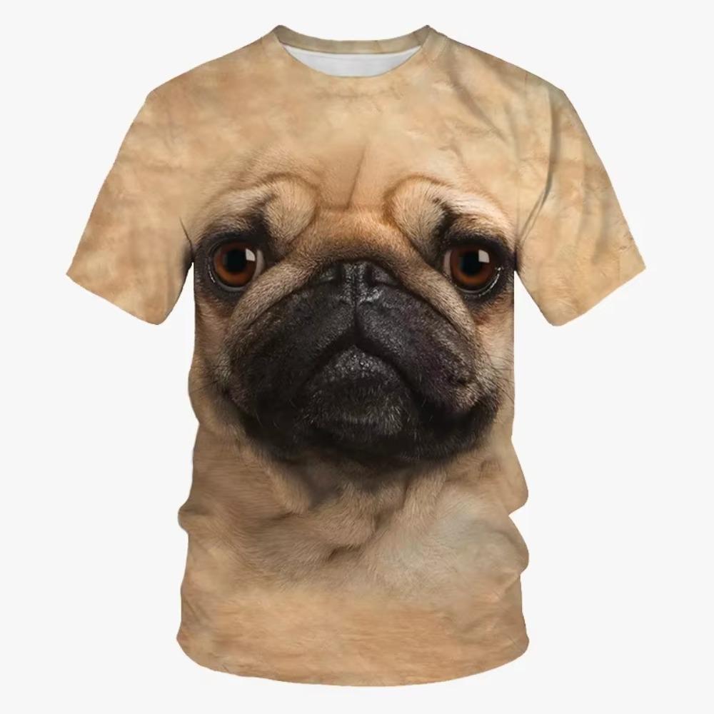 Summer Fashion Fun Animal Dog Pattern T-Shirt New Trend Casual 3D Printed Crew Neck Short Sleeve Top