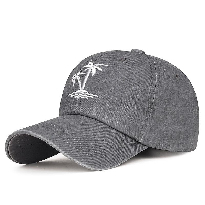 Zhenyueqi Retro Washed Faded Baseball Cap with Coconut Tree Embroidery