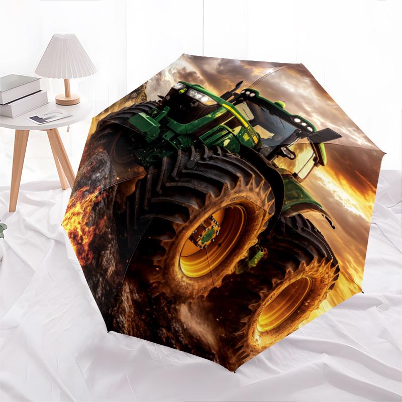 

Construction Vehicle pattern, automatic folding umbrella, portable and foldable design, 8 ribs, a Christmas or birthday gift.