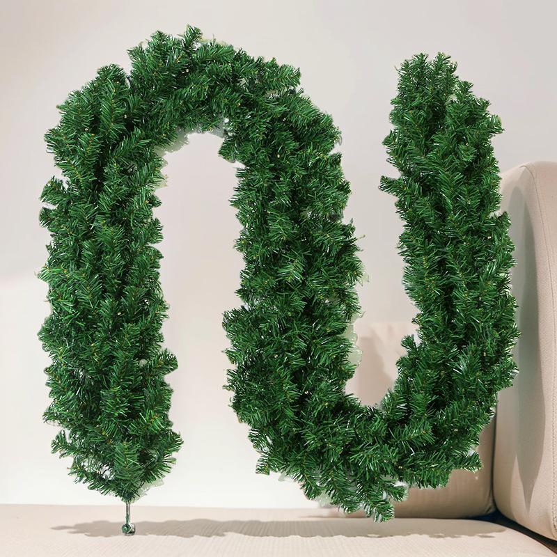 2.7M Artificial Christmas Pine Garland Reusable PVC for Holiday Stair Mantel Farmhouse Rustic Style Decor