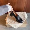 8Cm High Heels Retro Leather One-pedal Lazy Women's Small Leather Shoes