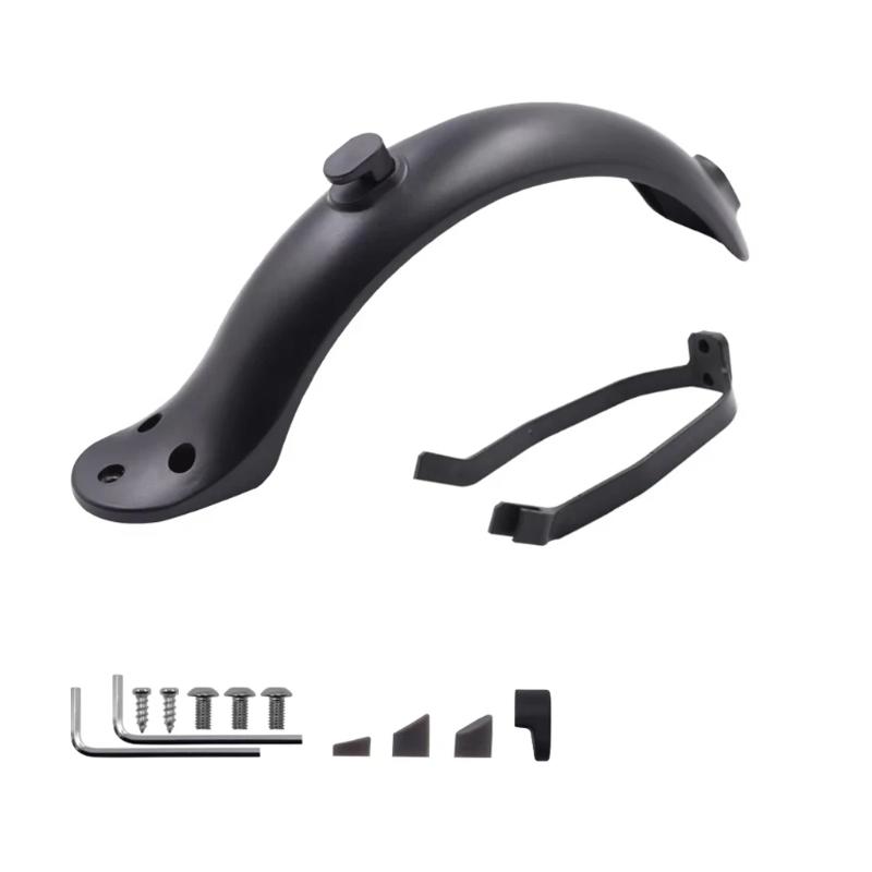 Rear Mudguard Replacement Set for Electric Scooter Daily Commuting Upkeep with ABS Splashes, Support Brackets and Hardware