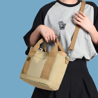 Small Shoulder Bags with Zipper Lady Single Shoulder Portable Thickened Canvas Bags for Women Mobile Phone Bucket Tote Bag