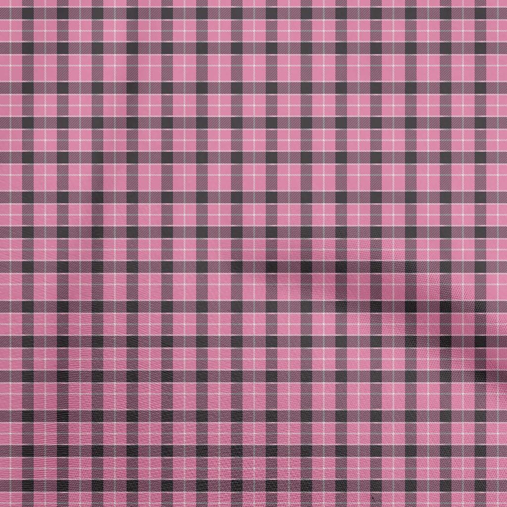 oneOone Cotton Flex Green Fabric Check Sewing Material Print Fabric By The Yard 40 Inch