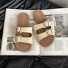Flat-bottomed Slippers Women's Summer Fashion Belt Buckle Soft Bottom Versatile Word Lazy Pedal Beach Cool Slippers