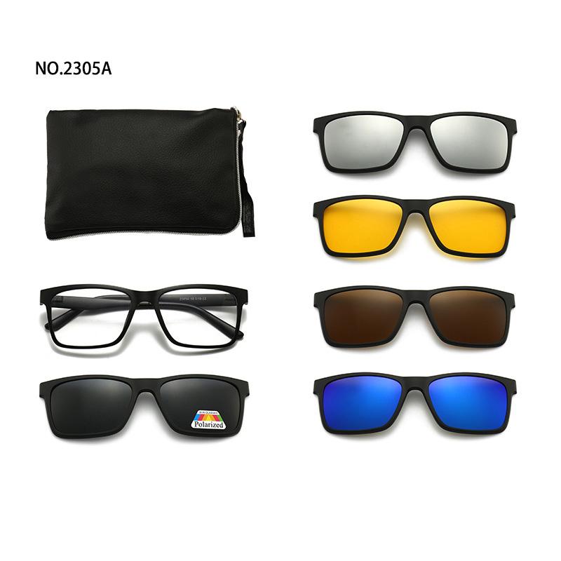 6 In 1 Men Women Optical Magnetic Sunglasses Clip Magnet Clip on Sunglasses Polaroid Clip on Sun Glasses WIth Box