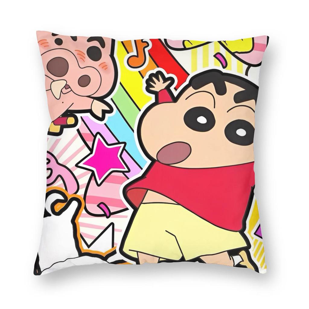 School Friends Crayons Shin-Chans Pillowcase Printed Polyester Cushion Cover Decoration Pillow Case Cover Seater Zippered 45X45