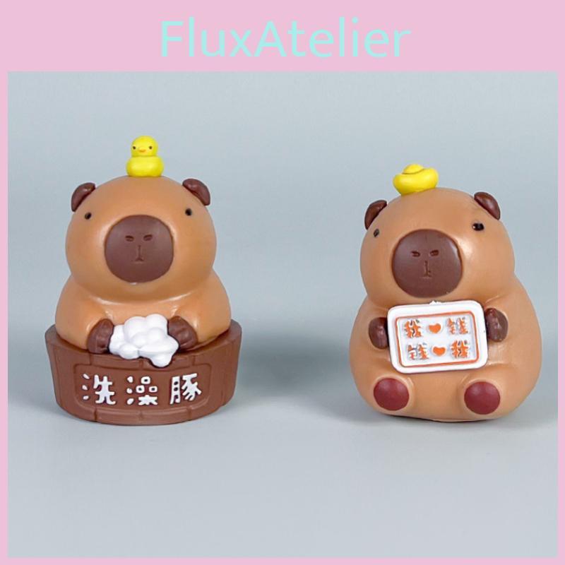 Cute Cartoon Bath Capybara Mini Model Ornament Set For Cute Toy Fans
