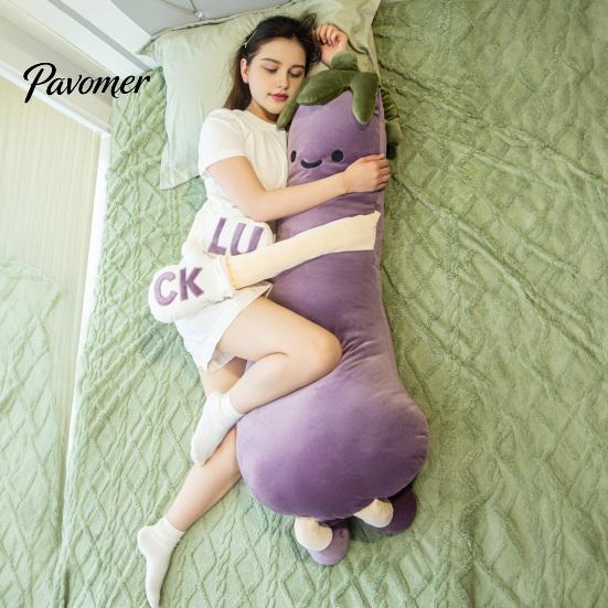 Skin Friendly Pillow Eggplant Body for Side Sleepers, Soft Long Plush Cushion Large Hug with Removable Washable Cover, Cute Hugging Women Full Support