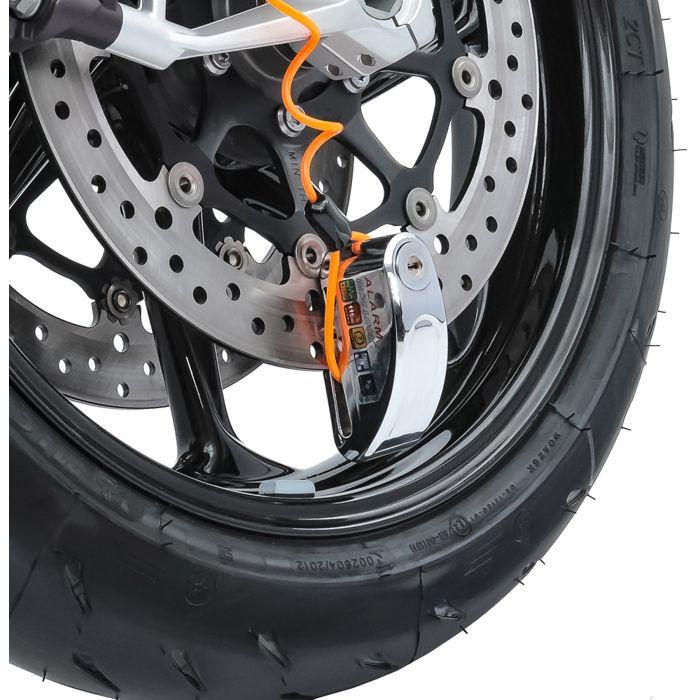 2x Antivol bloque disque alarme moto + câble de rappel 110dB noir Discount Set