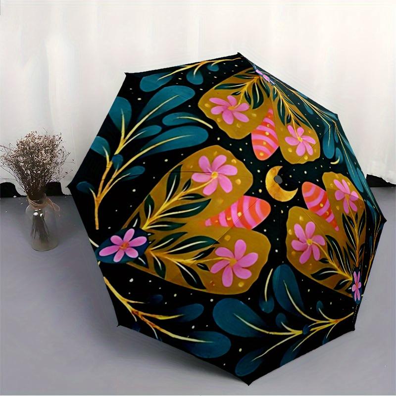1 Stück Floral Mandala Print Automatisches Öffnen/Schließen Faltbarer Regenschirm, Kompakter Tragbarer Reise-Regenschirm, Langlebige Konstruktion yy250809060
