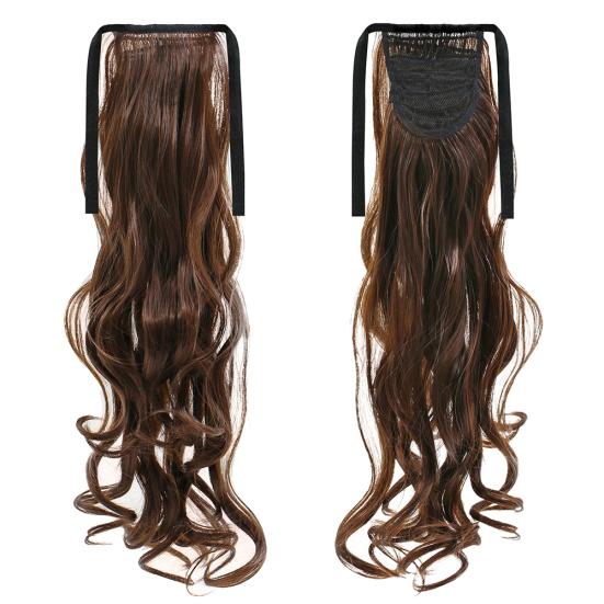 Long Straight Curly Ponytail Hair Extension Wrap Around Ribbon Clip-in Hairpiece
