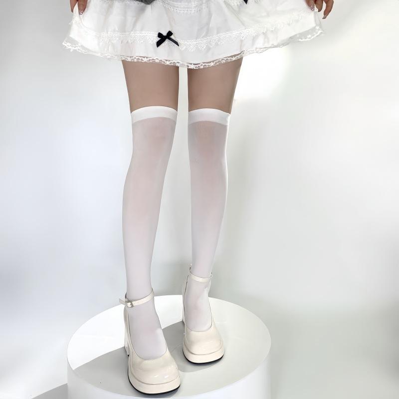 Two-Dimensional Yuanyan Expression Suspenders, Thigh Socks, Women'S Print Cartoon Jk Socks, Knee Socks, High Stockings, White Long