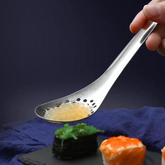 Serving Spoon Manual Hollow Stainless Steel Thickened Sauce Strainer Spoon for Home