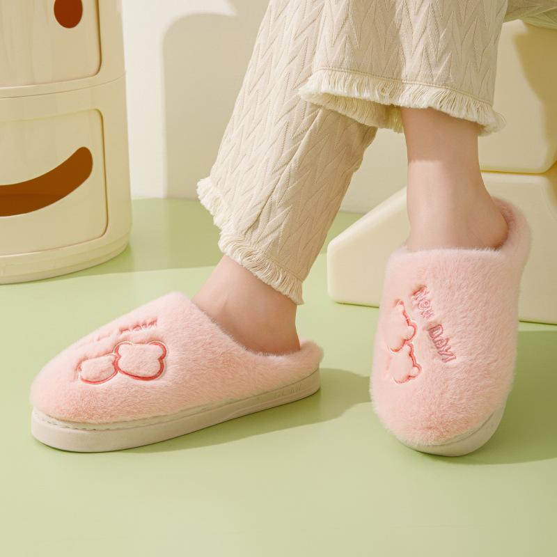 Cotton slippers women's winter new home cotton drag couple velvet warm bag head cotton shoes non-slip wool slippers