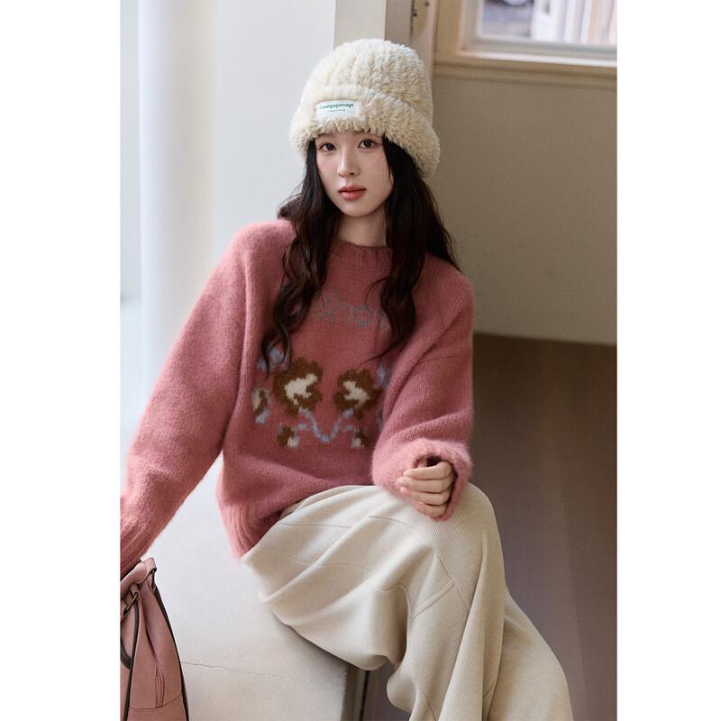 Women s Cozy Jacquard Alpaca Blend Knit Sweater One Size