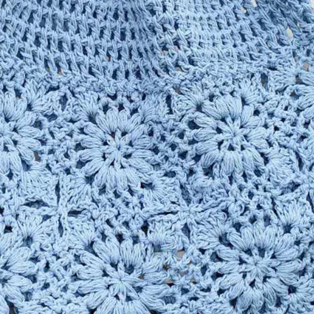 Crochet Slouchy Beanie Hat Handmade Knit Cutout Floral Skull Cap Cotton Knitted Breathable Summer Hats for Women