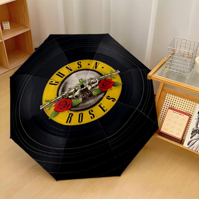 Guns N’ Roses Print 8?Ribs Automatic Umbrella Wind Resistant Lightweight Folding Umbrella For Outdoor Travel