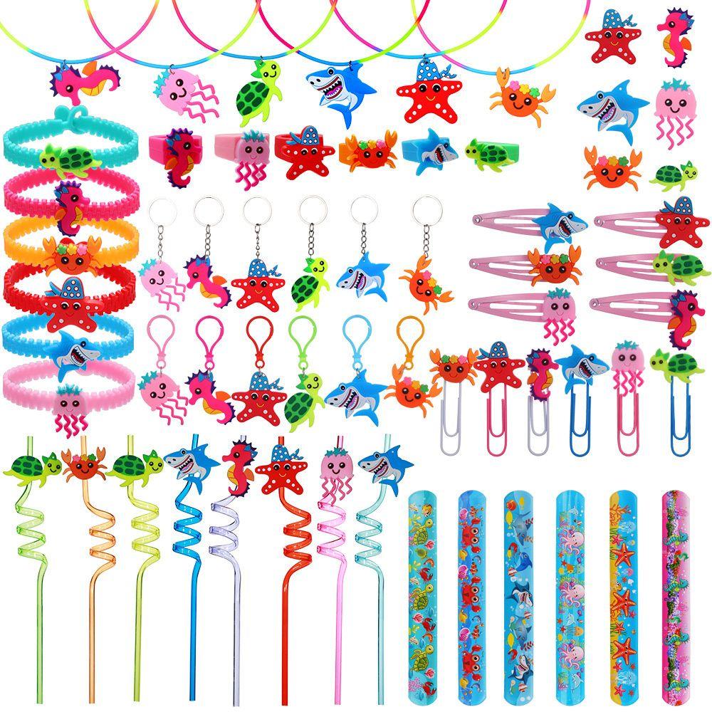 8pcs Birthday Bending Straw Party Decorations Plastic Straws Drinking Straws Reusable Ocean Animal