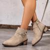 Women Ankle Boots Platform Lace Up Thick Heel Round Toe Short Boots Women Autumn Winter Fashion Back Zipper Botas Plus Size 43