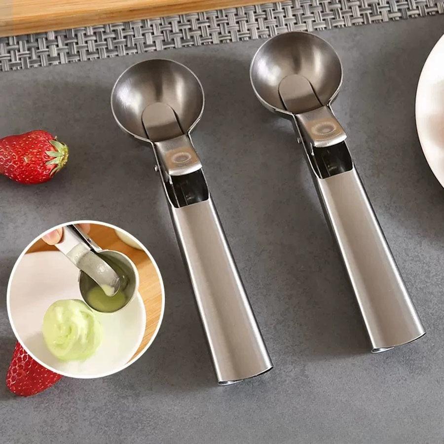 Ice Cream Scoopers Stainless Steel Fruit Scoop Dishwasher Safe Multifunctional Baking Scooper Ergonomic Handle Large Cookie