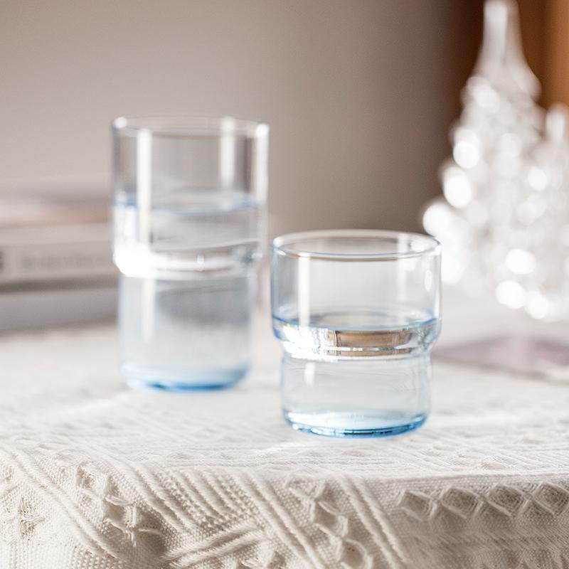 Stackable Long Drink Glass, Colored Drinking Glasses Colored Tumblers Tempered Glass for Juice, Beverages, Beer, Cocktail