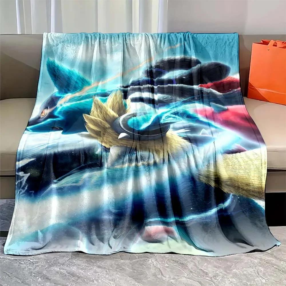 Japanese Anime Pokemon Mega Lucario Flannel Fluffy Soft Blanket Figures Home Sofa Break Blanket Children Blanket Nap Cover Kid
