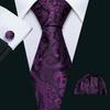 Barry Wang Formal Mens Paisley Silk Tie Set Mens Necktie Pocket Square Cufflinks Wedding