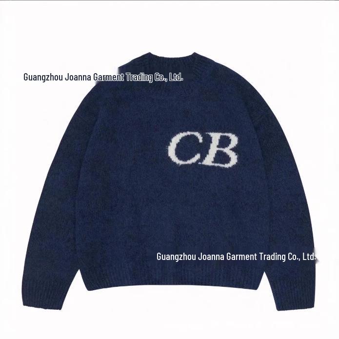 Herbst/Winter Minimalistischer Lockerer Jacquard-Logo-Pullover