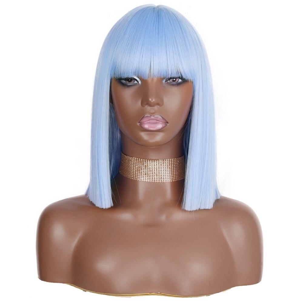 MISSQUEEN Orange kurze Bob-Perücke, gerade, Pony, synthetische Perücke, Schwarz, Rot, für Damen, täglicher Gebrauch, Hochtemperaturfasern