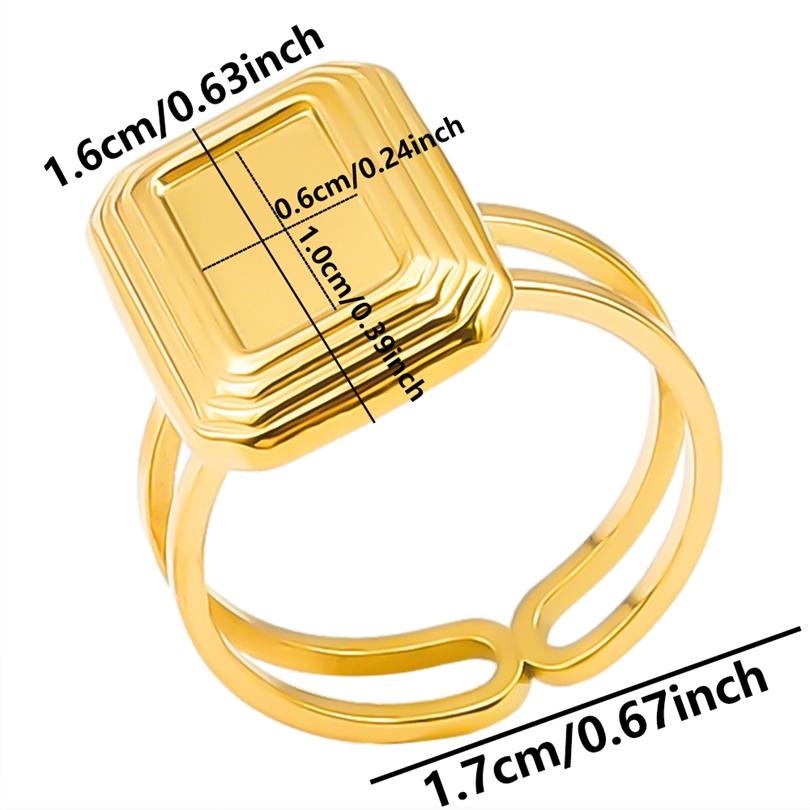 5pcs Retro Stainless Steel Gold Plated Ring Irregular Geometry Bow Ellipse Water Droplet Rings Diy Stone Drill Jewelry No Fading