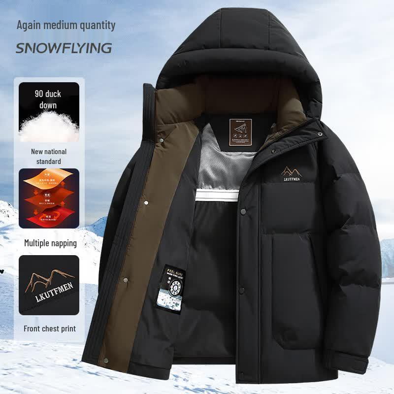 Xuezhongfei Men s Duck Down Short Hooded Business Casual Jacket 175