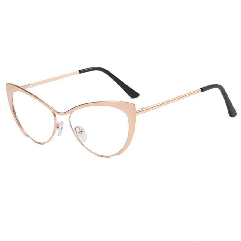 Fashion Unisex Round Plain Glasses for Men Women Metal Frame Glasses for Party Eyeglasses Silver Cat Eye Frame for Female